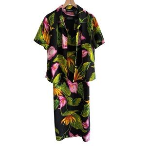 Sag Harbor Vintage Floral Blouse & Maxi Dress Set Women’s 14 Resort Vacation